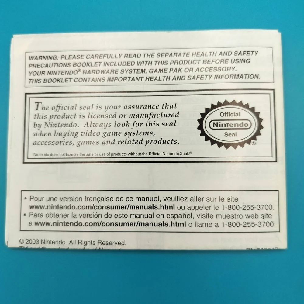 Nintendo Game Boy Advance SP Manual C/AGS-USA-1 Original Retro Collectible